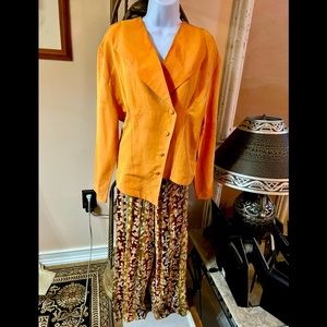 Vintage Asymmetrical long sleeve, button down 60%Silk 40% linen German Jacket